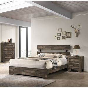 Letto a piattaforma singolo rustico con testiera, profilo basso, mobili da camera contemporanei, finitura marrone, 1 pz, letto in legno per ragazzi - Product Image 4