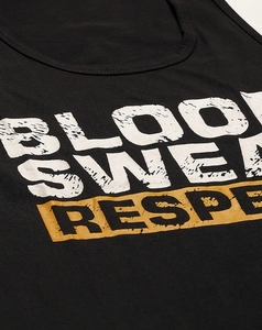 Débardeur noir pour homme avec imprimé « Blood Sweat Respect », col rond, sans manches, style décontracté, 100 % coton respirant, tricoté - Product Image 5