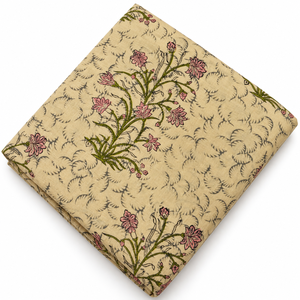 Tissu en voile de coton biologique imprimé beige, écologique, léger, à motif floral, 90 GSM, pour robe, rideau, housse de coussin, décoration intérieure - Product Image 4