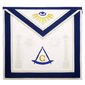 Delantal de Maestro Masón de la Logia Azul - Bordado a Mano de Sol, Luna y Pilares - Product Image 6