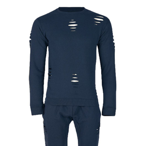 <b>Top</b> Quality Wholesale Men's Distressed Tracksuit Solid Color Latest Casual Use Breathable Stylish Customized Men's Tracksuit - Product Image 1