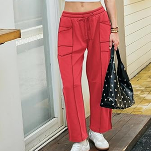 Women Oversized Cargo Sweatpants Wide Leg Joggers High Waist <b>Drawstring</b> Casual Streetwear Lounge Pants - Product Image 2