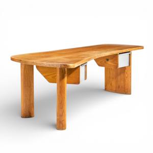 Escritorio de Oficina Moderno de Madera Maciza, Mesa de Escritura con Forma Orgánica y Cajones, Escritorio de Estudio - Product Image 4