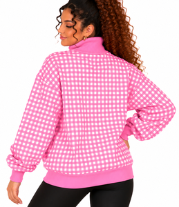 Sudadera de cuello alto de algodón polar personalizada al por mayor para mujer, con estampado de letras y bordado, informal, holgada, para invierno - Product Image 3