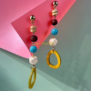 Boucles d'oreilles rondes en rotin de style ethnique Lunarhandicraft pour femmes, bijoux géométriques bohèmes d'origine vietnamienne pour l'exportation en gros - Product Image 1