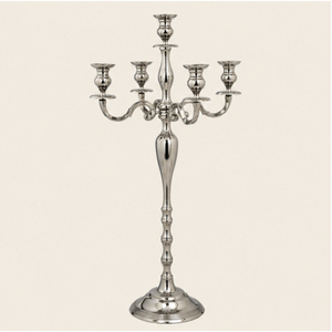 Elegant 5 Arm Metal Candelabra <b>Silver</b> Candle Holder Tall Table Centerpiece Aluminum <b>Candlestick</b> Stand for Event Table Decoration - Product Image 5