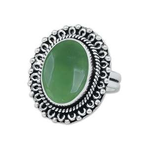 Bague vintage en jade néphrite de bonne qualité, faite à la main, en argent sterling 925 massif, design de créateur, grande taille, cadeau d'anniversaire pour elle - Product Image 4