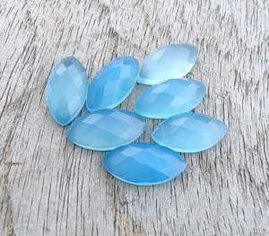 Calcedoine bleue taille marquise à coupe damier, pierre précieuse calibrée, pierre libre pour la fabrication de bijoux, bagues, pendentifs et fournitures d'artisanat - Product Image 6