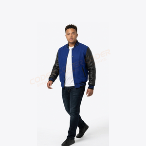 Veste universitaire personnalisée haut de gamme pour homme, manches en cuir, patch en chenille, broderie, veste oversize, streetwear, vestes de baseball - Product Image 5