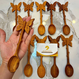 Vietnam Factory Wooden Spoon Butterfly Handle Natural Wood Kitchen Utensil Handmade Cooking Spoon Bulk Export - Product Image 1