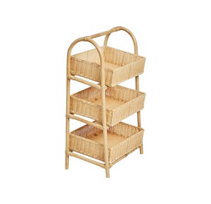 Nordic Style Natural Rattan Shelving Multi Tier Display <b>Shelf</b> For Children Toys Books Interior Home Decor <b>Basket</b> Accent - Product Image 1
