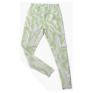 Custom White Lime Green Dotted High Waist Women <b>Yoga</b> <b>Leggings</b> Stretch <b>Yoga</b> Pants Gym Fitness Tights Activewear <b>Legging</b> - Product Image 1