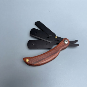 Rasoir à lame unique en acier inoxydable avec manche en bois pour le rasage du corps et du visage, utilisation en extérieur et en salon de coiffure, rasoir masculin confortable et lisse - Product Image 1