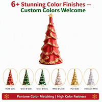 Árbol de Navidad de Pulpa de Papel Roja con Purpurina y Nieve, Decoración de Mesa, OEM ODM