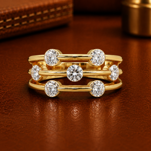 Luxury 14K <b>Solid</b> Gold Cut Lab Grown Diamond Ring Floating Diamond Bezel Set 1.05 Carat TW Women's Wedding Anniversary Jewelry - Product Image 1