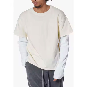 T-shirt décontracté pour homme à double couche, coupe ample, 100 % coton peigné, respirant, séchage rapide, motif lettres, haute qualité, fabriqué au Pakistan - Product Image 2