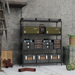 MZG Heavy Duty 2800 LBS Matte Black Finish Wide 4 Tier Kitchen <b>Wire</b> Shelving Metal Storage <b>Shelves</b> Rack Unit - Product Image 5