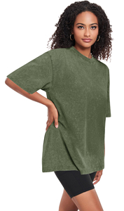 T-shirt pour femme de haute qualité, délavé à l'acide, en coton, style streetwear, coupe oversize, vêtements personnalisés, fournisseur d'usine OEM, marque privée - Product Image 3