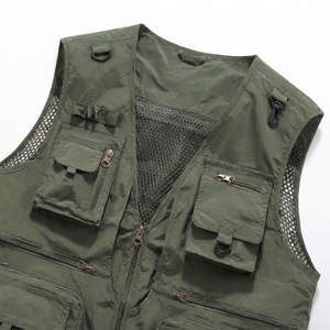 Olive Green Multi Pocket Tactical <b>Utility</b> <b>Vest</b>| Zip Up Mesh Back <b>Vest</b>| Heavy Duty sleeveless <b>Vest</b>| Custom OEM Manufacturer - Product Image 4