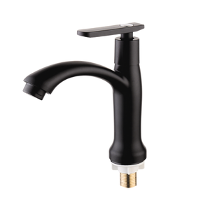 Grifo de lavabo moderno con manija negra, listo para enviar, grifo de lavabo montado en el encimera, modelo VN 128-T5 KSN Vietnam - Product Image 1