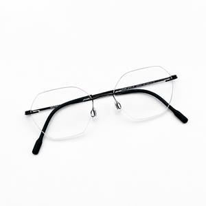 Montures de lunettes sans monture anti-lumière bleue UV420 carrées en titane léger pur titane sur mesure RX OEM - Product Image 1