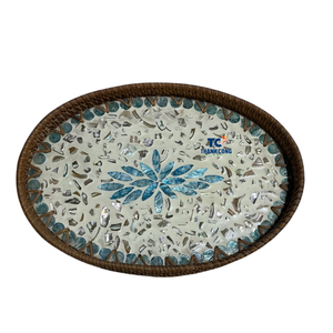 Bandeja de Ratán con Nácar de Fábrica Confiable, Sofisticada Bandeja de Ratán para Servir Té, Vietnam - Product Image 1