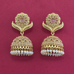 Exportador de Joyería Artificial en India, Jhumki Antigua con Baño de Oro 233109 - Product Image 4