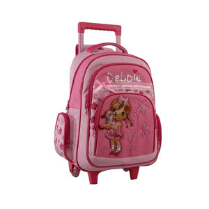 Sac à dos scolaire rose à roulettes pour filles, léger, en nylon, sac de voyage à roulettes pour enfants et adolescents, sac à usage quotidien - Product Image 1