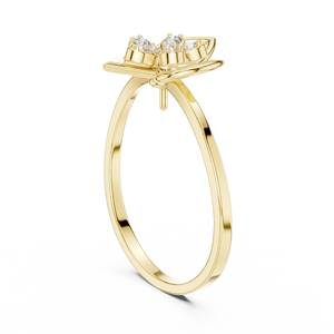 Anillo de Moda con Diseño Floral Geométrico, Minimalista, de Oro Amarillo Sólido de 14k con Diamantes Cultivados en Laboratorio de Corte Redondo, Anillo de Boda Clásico, Regalo - Product Image 2