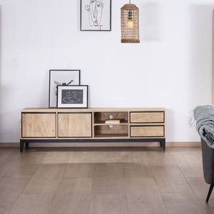 Mueble TV Vandana Silver Spirit bicolor de madera de mango con puertas, nichos y cajones Bocca 180 cm - Product Image 1