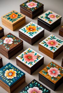 Caja de Joyería de Madera Pintada a Mano de Lujo, Caja de Almacenamiento Decorativa Vintage para Anillos, Pendientes y Accesorios, Ideal para Regalo - Product Image 4