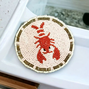 Ensemble de dessous-de-verre ronds faits à la main, écologiques, avec un motif d'abeille mignon, en tissu tissé rose doré moderne, FAIZA CRAFT FC-9472 - Product Image 5