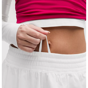 Shorts de sport pour femmes, blancs, à taille élastique, tricotés, imprimés, respirants, taille haute, coupe ample, séchage rapide, pour le tennis, la course à pied et le yoga - Product Image 6