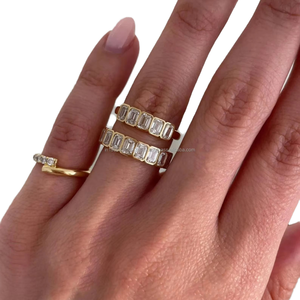 สายรัดเพชรโมอีสทรงรีสำหรับงานแต่งงาน925สเตอร์ลิงเงินหนามเตยชุดแหวนครบรอบวางซ้อนกันได้ - Product Image 2