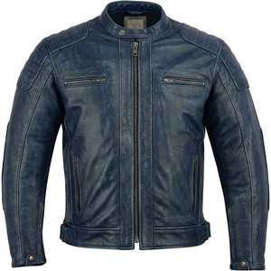 Wholesale Men's <b>Retro</b> Brown Leather Biker <b>Jacket</b> Stand Collar Zip Up <b>Motorcycle</b> Coat Autumn Winter Vintage Outerwear - Product Image 4