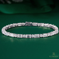 Bracelet tennis de luxe à taille ronde et taille baguette en or massif 9K 10K 14K 18K avec diamants de laboratoire certifiés IGI, bijoux fins pour femme