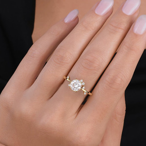 Bague de fiançailles Celestial 1,5 ct, diamant de laboratoire CVD, taille ronde, en or 14K ou 18K, clarté VVS, couleur D, personnalisable - Product Image 4