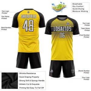 Maillot de football personnalisé jaune, blanc et noir par sublimation – Respirant, séchage rapide, pour entraînement et matchs d'équipe - Product Image 5