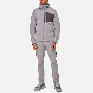 Chaqueta de Forro Polar Gris para Hombre, con Capucha, Cierre de Cremallera, Resistente al Viento, Estilo Casual, Corte Regular, Ropa de Abrigo - Product Image 1