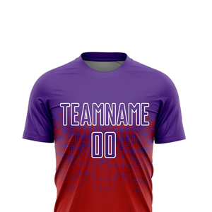 Customizable <b>Soccer</b> Jersey Set Purple Red Gradient Sublimated 100% Polyester Moisture Wicking Unisex Adult Short Sleeve - Product Image 4