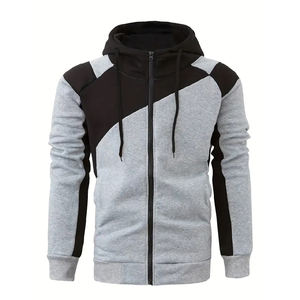 Sudadera con capucha de forro polar para hombre, de alta calidad, con cremallera y bloques de color, con logotipo personalizado, precio mayorista, para invierno - Product Image 3