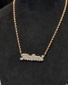 Collar con Letra Personalizada Estilo Hip Hop, Joyería con Incrustaciones de Diamantes, Colgante con Letra Cursiva, Plata 925, Colgante con Inicial - Product Image 2