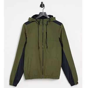 Dual Color Olive Green <b>Women</b> Windbreaker <b>Jacket</b> Contrasting Panel Hooded Sportswear <b>Lightweight</b> Windproof Outdoor Top - Product Image 1