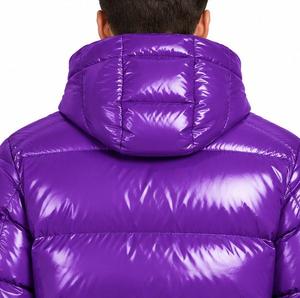 <b>Men's</b> <b>Purple</b> Hooded Puffer Jacket Solid Color Polyester Filled Windproof Zipper Closure Casual Winter Wear Regular Fit Front - Product Image 5