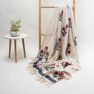 Luxury Cotton Handmade Printed Sofa <b>Throw</b> Blanket Cozy Organic Printed Sofa Cover Decorative <b>Throw</b> - Product Image 4