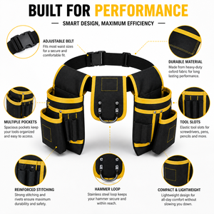 Customizable Heavy Duty Waist Tool Bag with Multiple Pockets Adjustable Belt <b>Hammer</b> <b>Loop</b> for Electrician Carpenter DIY Work Uses - Product Image 5