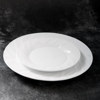 Assiettes en céramique pour hôtel et restaurant ST, vaisselle plate robuste, blanc céladon, service de table moderne, assiettes à pâtes et à steak