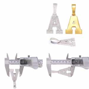 Colgante de moissanita con letras del alfabeto, estilo hip hop, de plata de ley 925, con inicial, corte brillante redondo, joyería llamativa. - Product Image 2