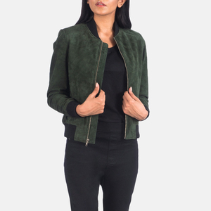 New Arrival Latest Green <b>Suede</b> <b>Women's</b> Bliss Varsity <b>Jacket</b> Baseball <b>Jacket</b> For <b>Women</b> - Product Image 1