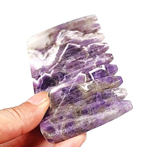 Handmade Eco-Friendly Feng Shui Style Natural Amethyst Rectangle Hair Comb Semi-Precious Stone Crystal Crafts Business Stone - Product Image 1